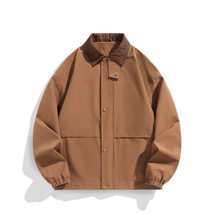 Męska oversize utility kurtka z Cord kołnierzem i zatrzask przód