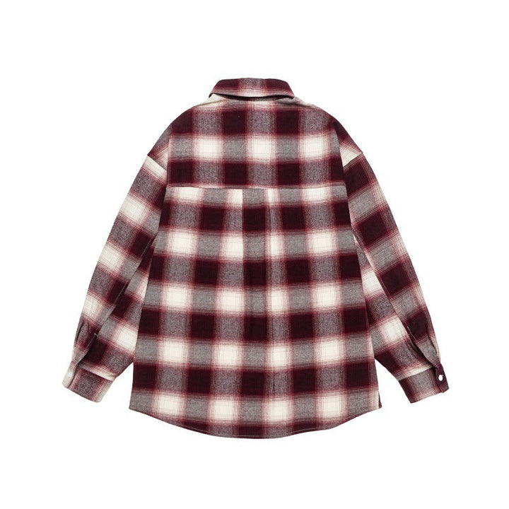 Unisex Kratka Flannel Kurtka koszulowa w Oversize Box Krój z Zaokrąglony Dół