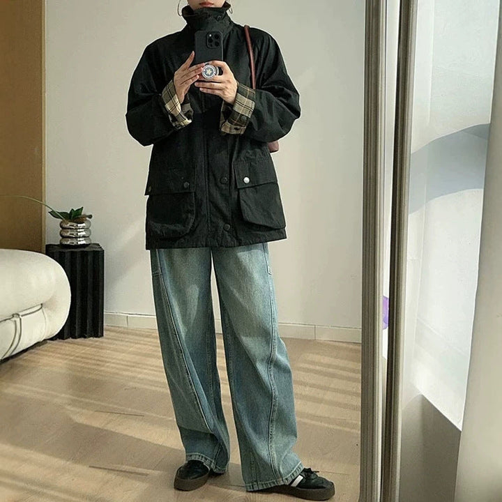 Damska Stylish funkcjonalna kurtka z Check Pattern Lumaza