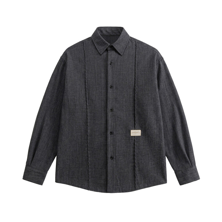 Męska oversize kurtka koszulowa w lekka denim wygląd z Visible dekoracyjne szwy