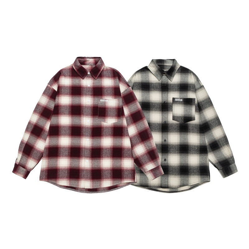 Unisex Kratka Flannel Kurtka koszulowa w Oversize Box Krój z Zaokrąglony Dół