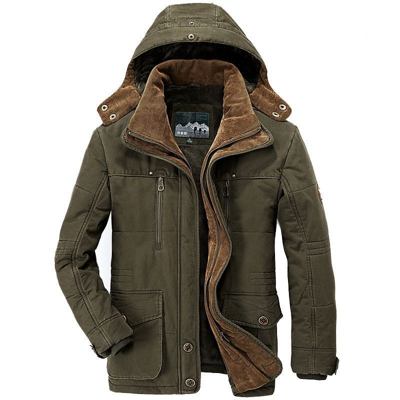 Męska ocieplana Wwter parka z Removable kapturem i Cord fleece