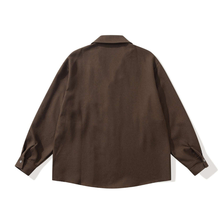 Unisex Oversize Kurtka koszulowa z Open Notch Kołnierz i Klatka piersiowa Kieszeń