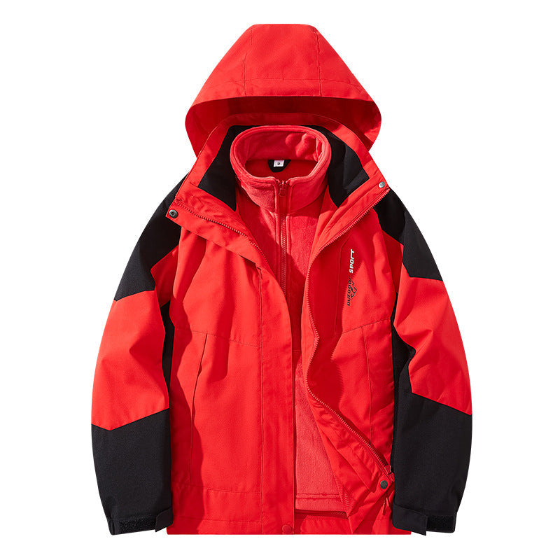 Męska wodoodporny two-warstwa trekkwg kurtka z removable fleece wner kurtka i kapturem