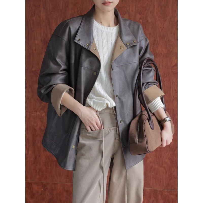Damska Leather kurtka z nowoczesna Cut Lumaza