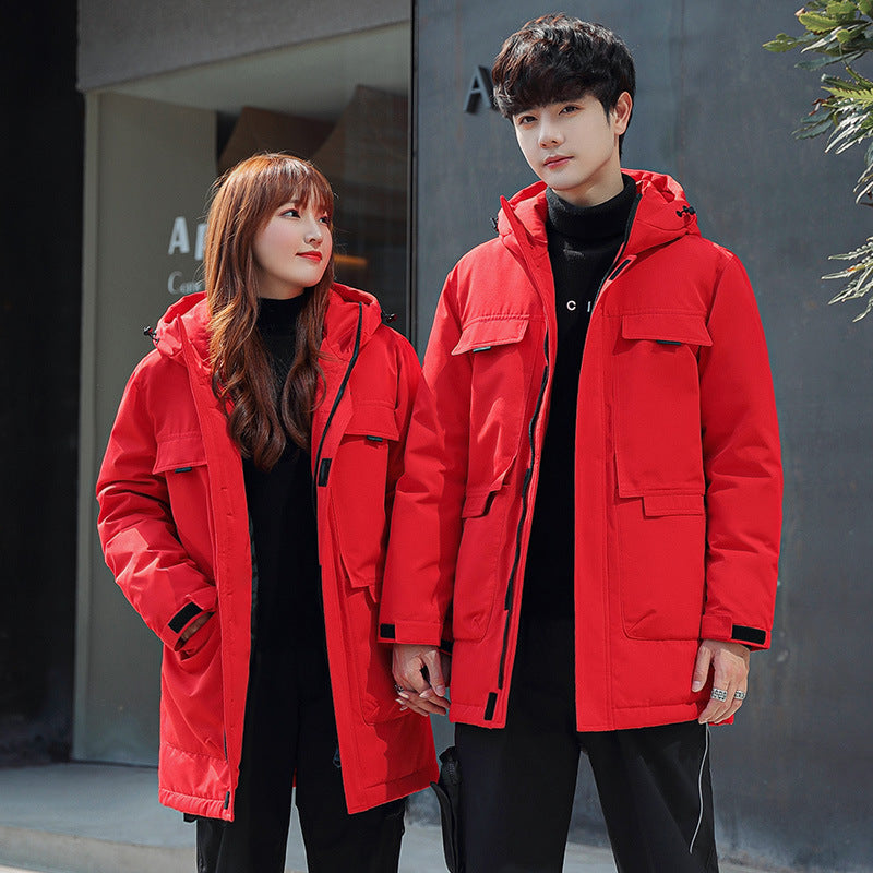 Unisex ocieplana długa Parka z kapturem Multi-kieszeniami i Windproof izolacją termiczną Lumaza