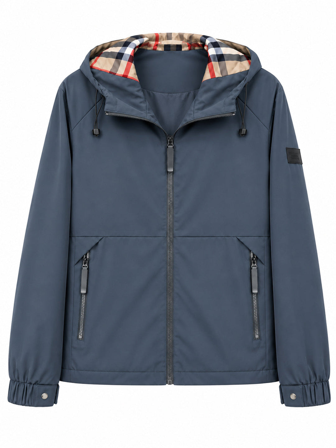 Męska lekka wiatroszczelna softshell kapturemed kurtka z w kratę lwed kapturem