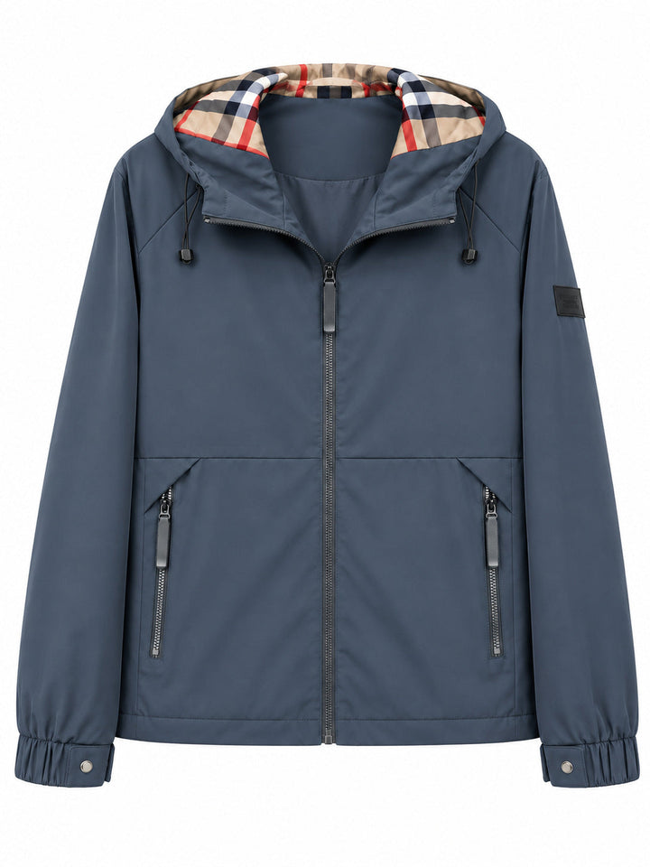 Męska lekka wiatroszczelna softshell kapturemed kurtka z w kratę lwed kapturem