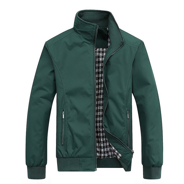 Męski Miejski Kołnierz ze stójką Blouson wykonany z wind-resistant softshell z w kratę termiczny podszewka
