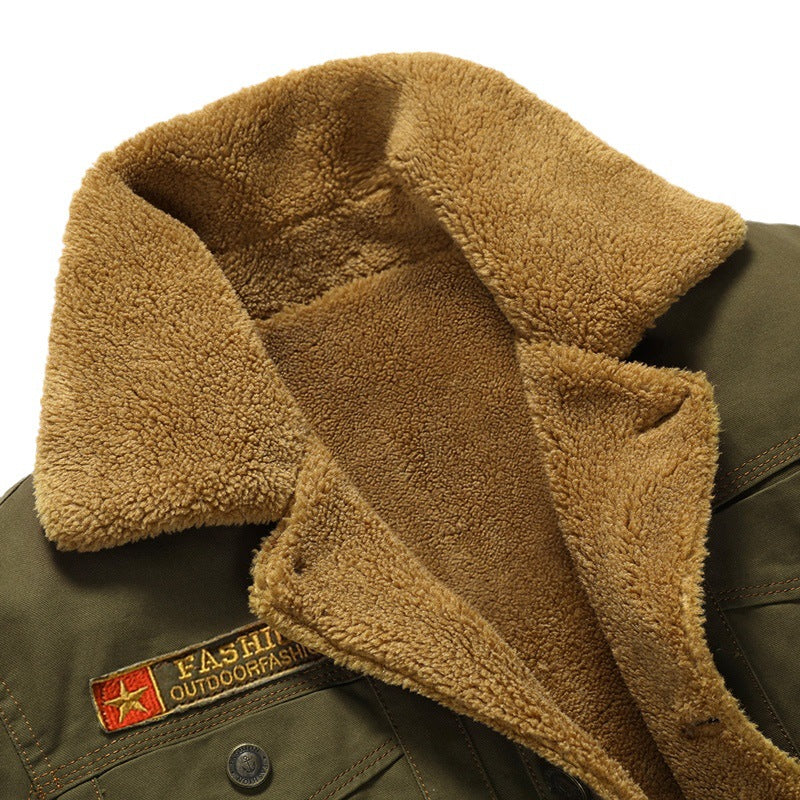 Męska canvas trucker kurtka z sherpa lwwg i utility kieszeniami