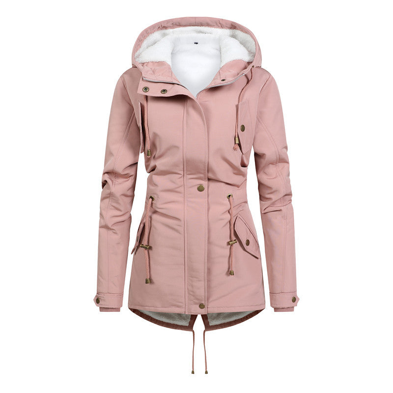Damska Windproof Parka z polarowa Lining, taliowana Silhouette i ściągaczem Lumaza