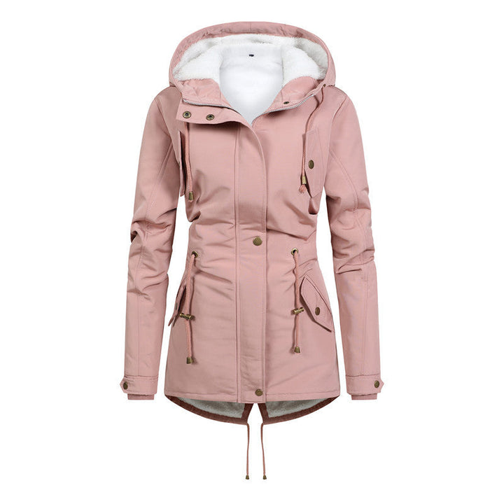 Damska Windproof Parka z polarowa Lining, taliowana Silhouette i ściągaczem Lumaza