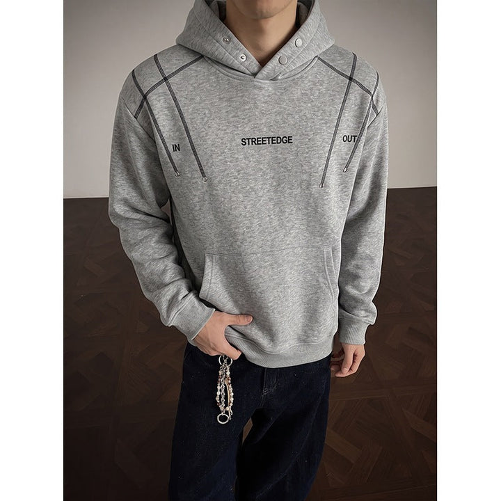 Męska streetwear bluza z kapturem z studs i kontrastowy drawstrings