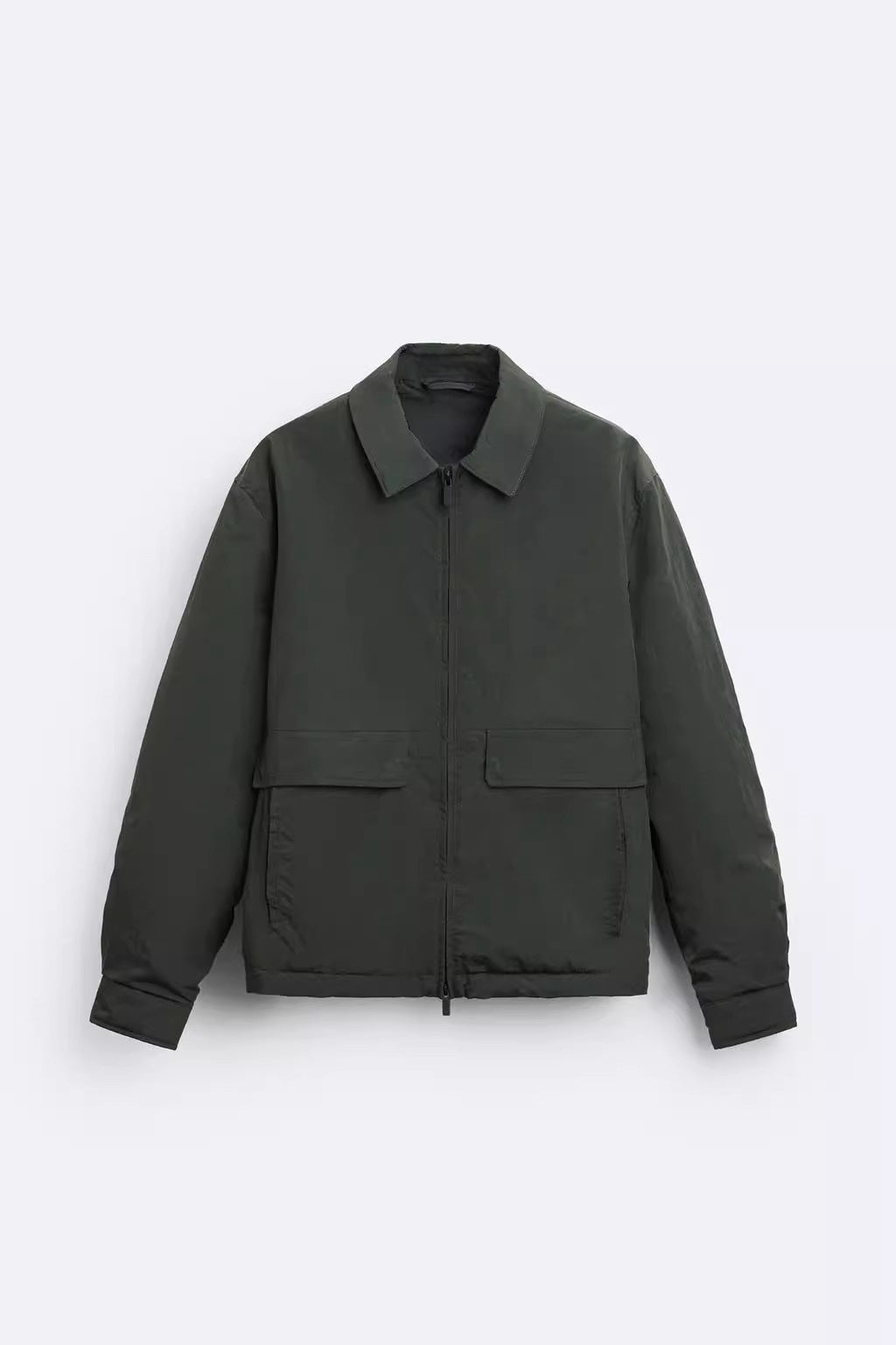 Męski Lekki Utility Blouson Kurtka z Koszula Kołnierz i Naszywany Flap Kieszenie