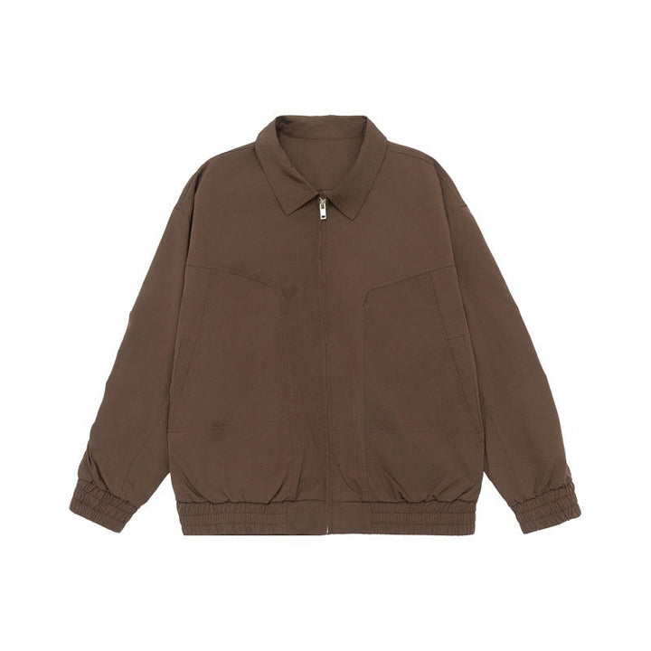 Unisex Oversize Bluzon Kurtka z Kołnierz koszulowy i Elastyczny Waistband