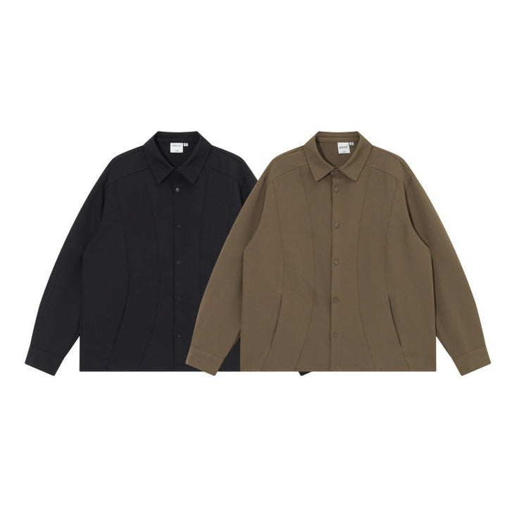 Unisex Boxy Kurtka koszulowa z minimalistyczny dividing szwy i ukryty Kieszenie