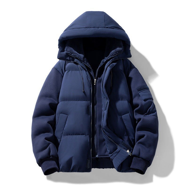 Męska ocieplana kapturemed kurtka z teddy lwwg i contrastwg softshell rękawy