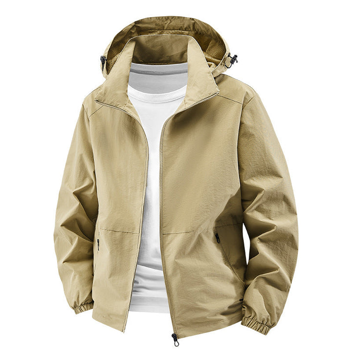 Męska packable wiatroszczelna softshell kurtka z kapturem z regulowany kaptur
