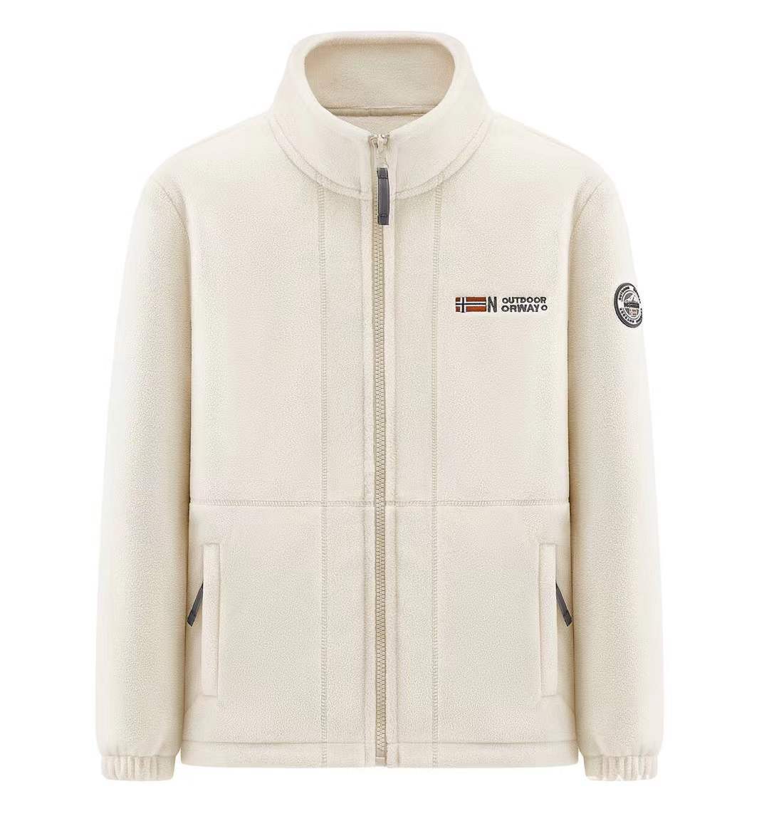 Męski microfleece pikowany kurtka z kołnierz ze stójką, elastyczne mankiety i ukryty side kieszenie