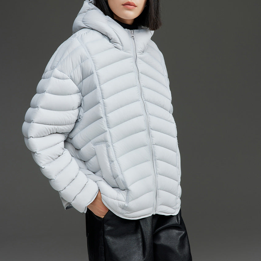 Damska ultralekka pikowana Down kurtka z kapturem i Windproof Outer Shell Lumaza