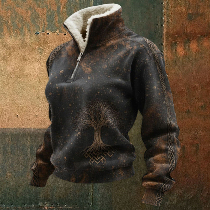Męska Miejski Polar Pulower z Tree Motif