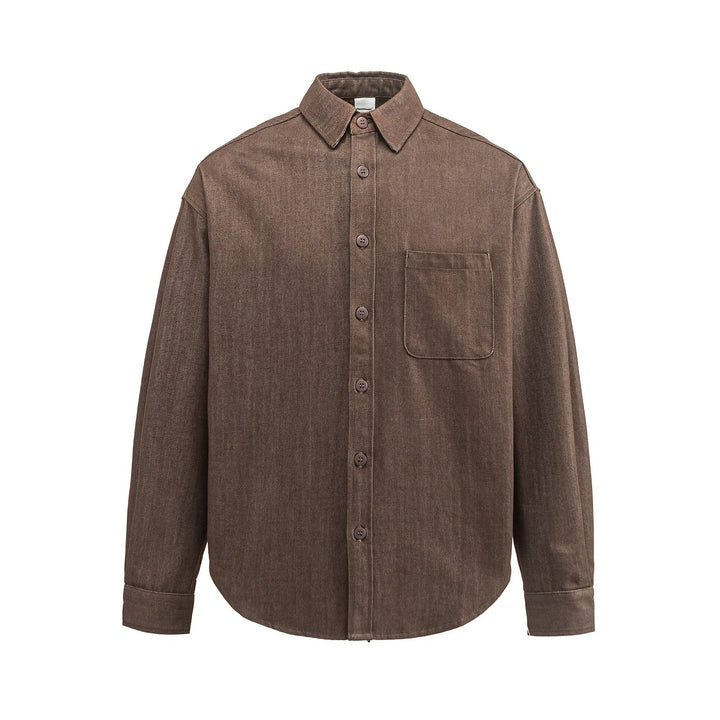 Męska boxy kurtka koszulowa z sturdy twill z rounded dół