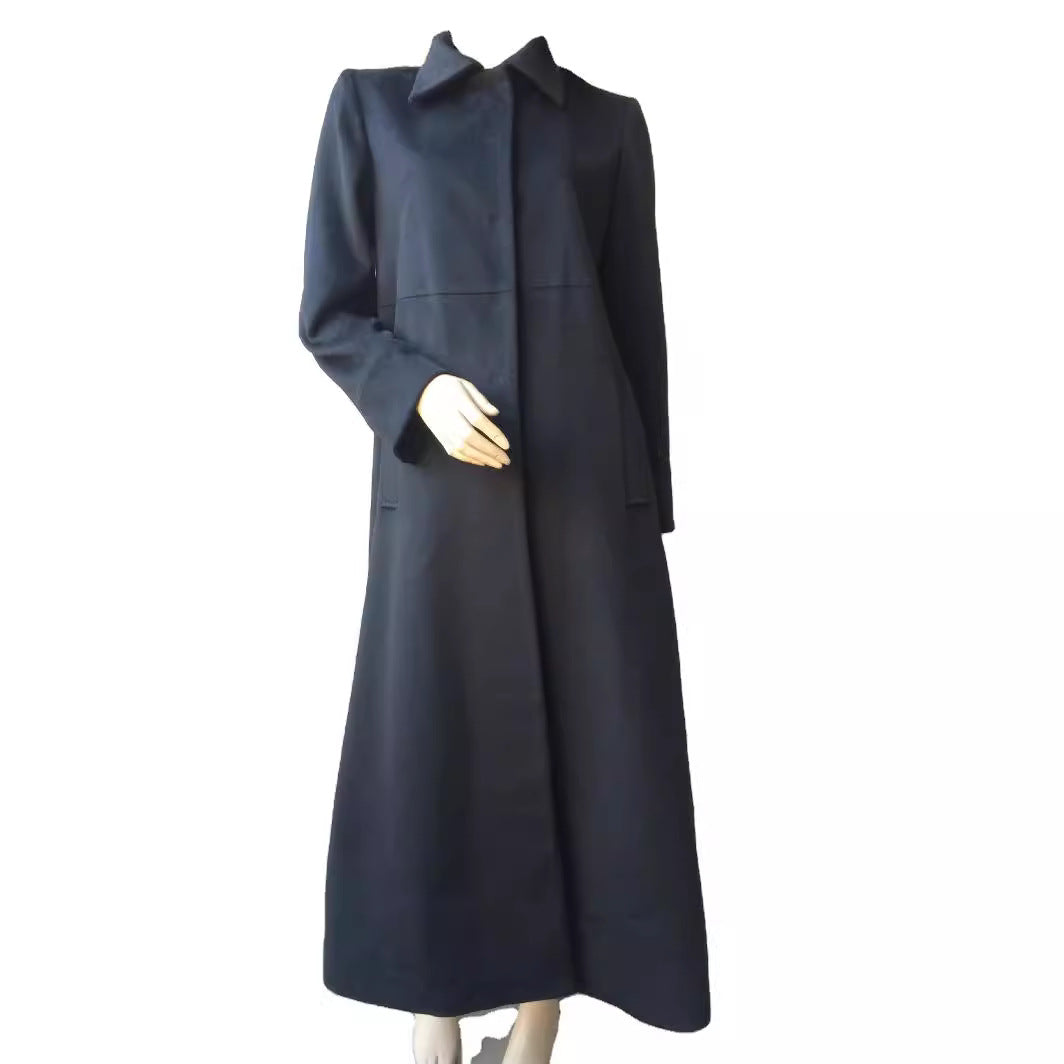 Damska Floor-Length Single-dwurzędna płaszcz z Split i taliowana Silhouette Lumaza