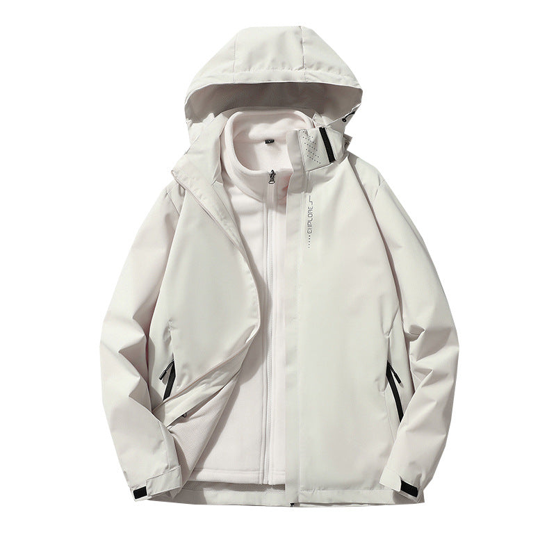 Męska three-warstwa wodoodporna outdoorowy softshell kurtka z detachable fleece wner kurtka