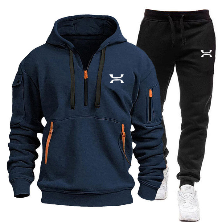 Męska Sportowa Bluza z kapturem i Tracksuit Set z Funkcjonalny Kieszenie i Sportowa Krój