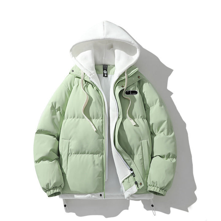 Męska Two-warstwa pikowana kurtka z Removable fleece kapturem i termiczny wsulation