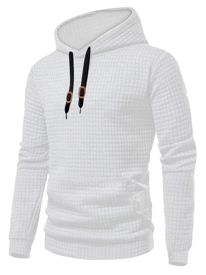 Męska pikowana bluza z kapturem z rectangular quilting, ściągacz i prążkowane mankiety