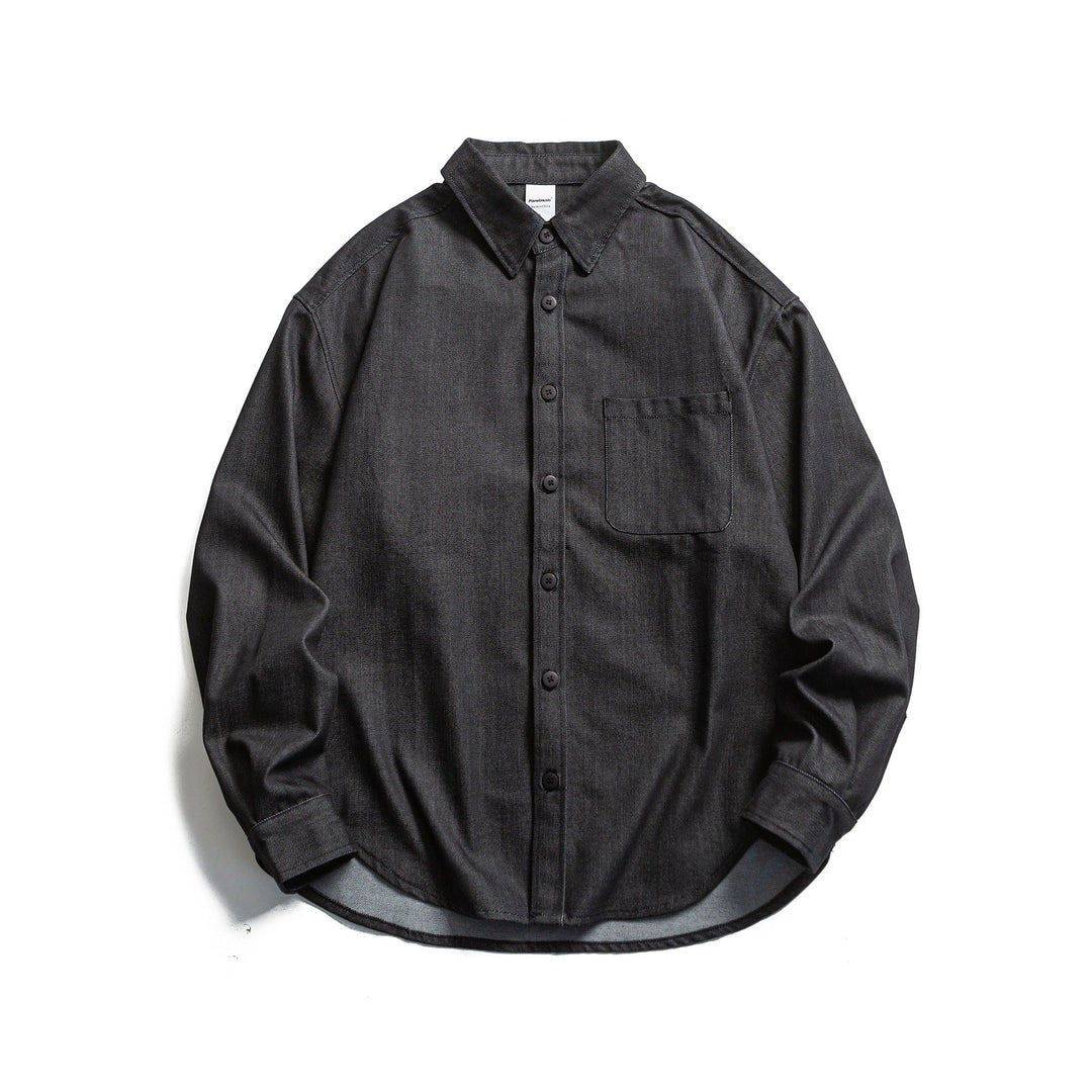 Męska boxy kurtka koszulowa z sturdy twill z rounded dół