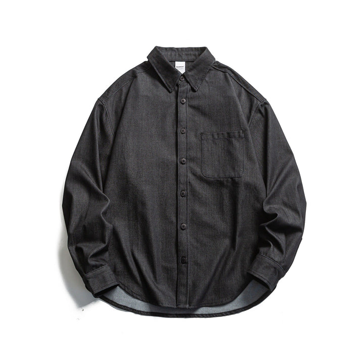 Męska boxy kurtka koszulowa z sturdy twill z rounded dół