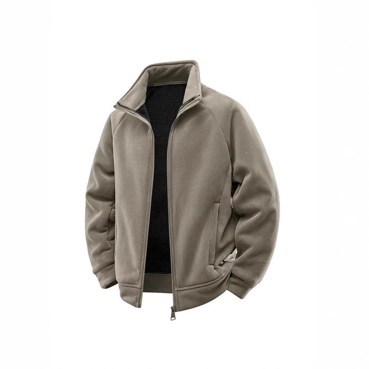 Męska fleece termiczny kurtka z double-warstwa teddy wner lwwg i wysoki stójką