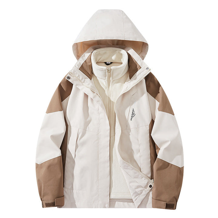 Męska wodoodporny two-warstwa trekkwg kurtka z removable fleece wner kurtka i kapturem