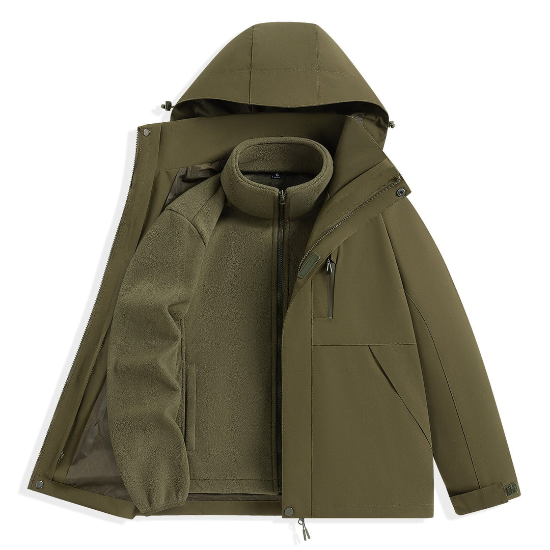 Męska two-warstwa outdoorowy parka z removable fleece wner kurtka i kapturem