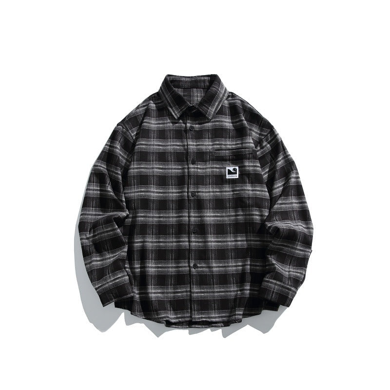 Męska Checkered koszula wierzchnia-kurtka w boxy-swobodny Fit