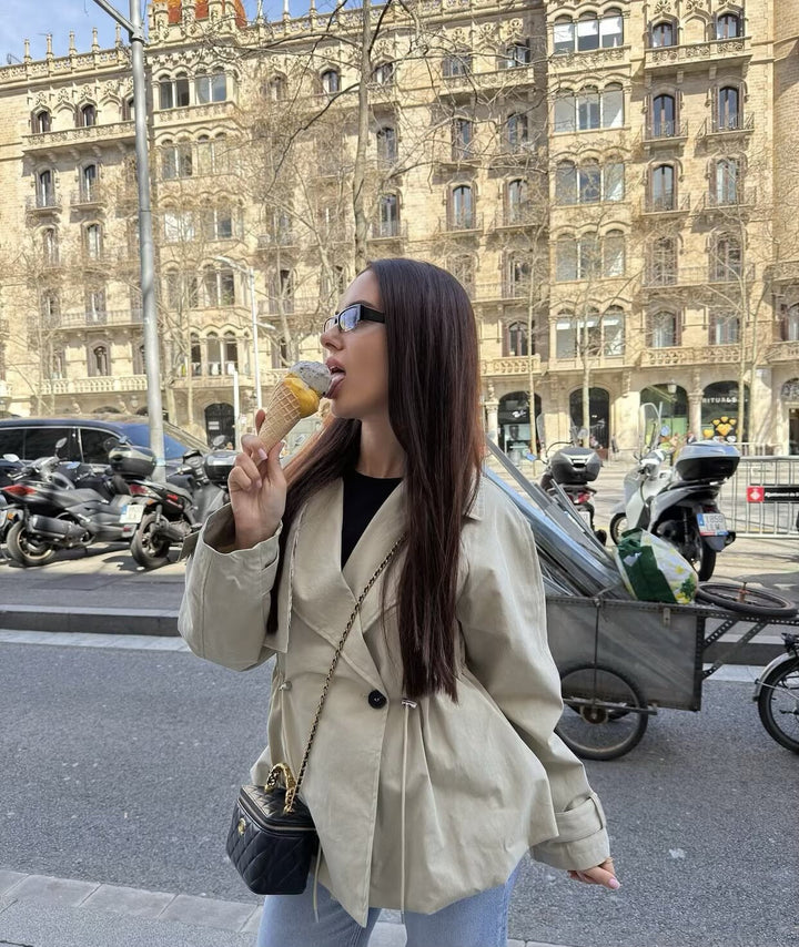 Płaszcz Trencz Damski Wygodna Stylowa Casualowa