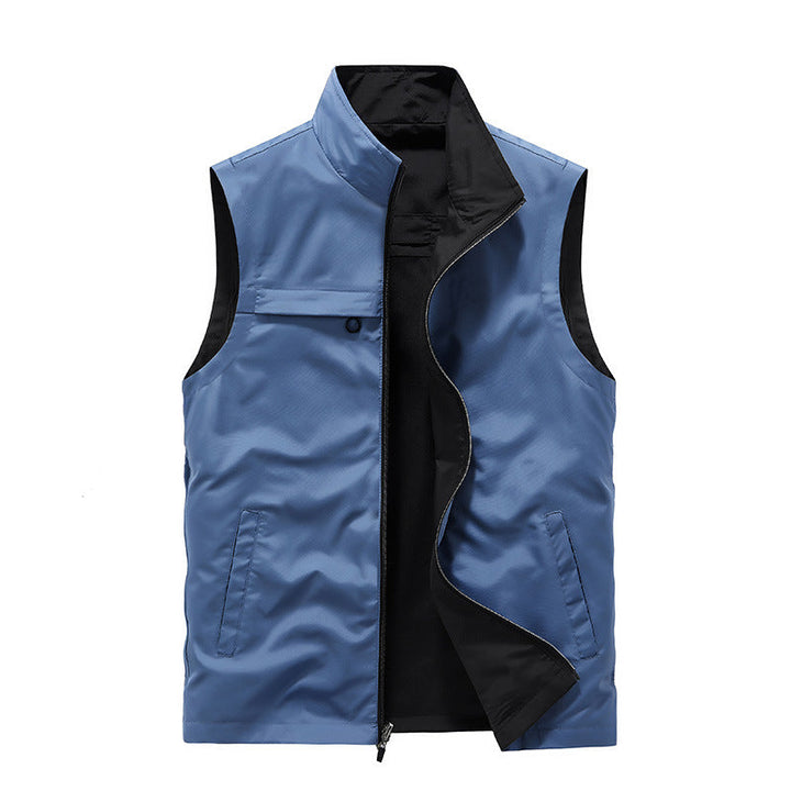 Męski Bez rękawów Softshell Kamizelka użytkowa z High Stójka, Two-Way Zamek i Ukryty Kieszenie