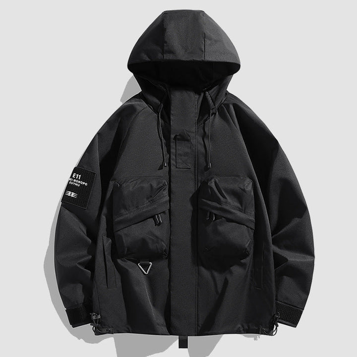 Męska Oversize utility parka z kapturem, Multi-kieszeniami &amp; wodoodporny funkcjonalne membrana