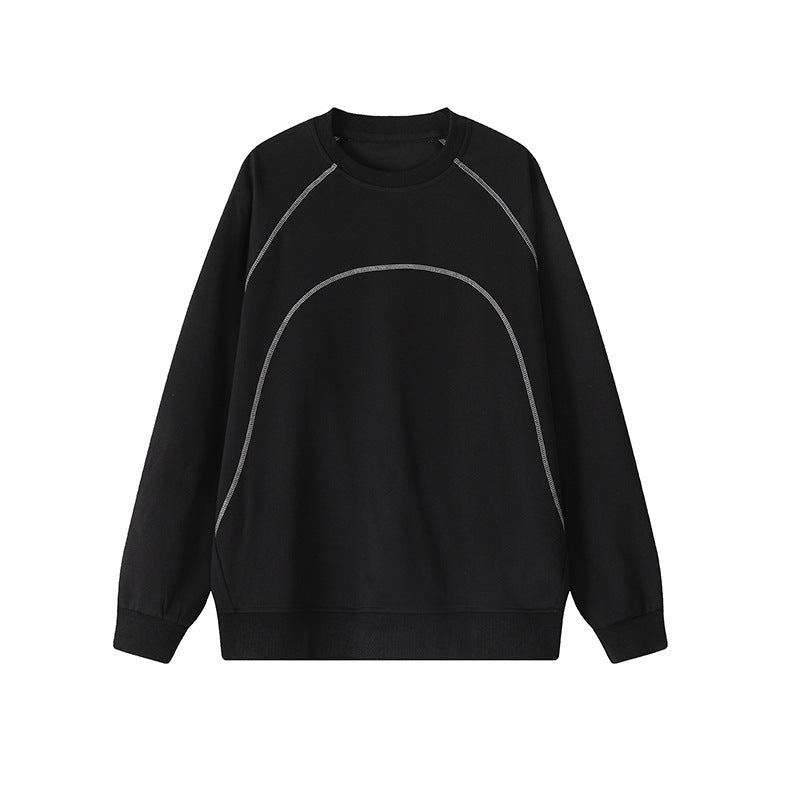 Męska Luźna Bluza wykonana z terry z ozdobny saddle i pikowana szwy