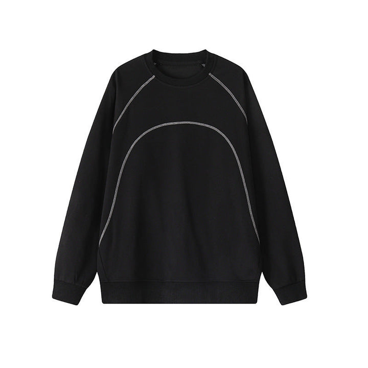 Męska Luźna Bluza wykonana z terry z ozdobny saddle i pikowana szwy