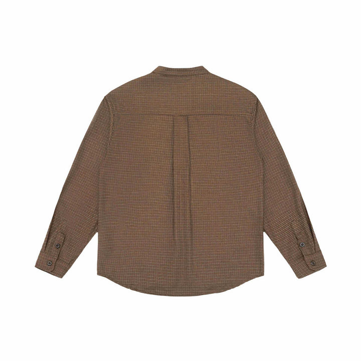 Unisex Oversize kurtka koszulowa z Stójka, Glen wzór w kratę i zaokrąglony Dół