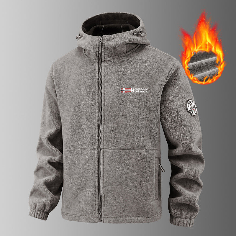Męska warming polar kurtka z kapturem z ciepł podszewka, zippered Kieszenie i elastyczne mankiety
