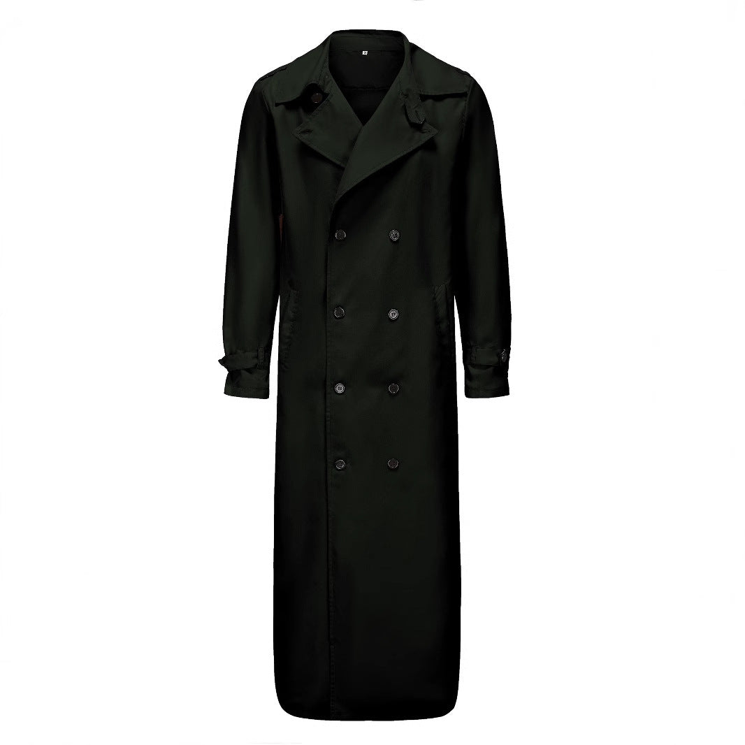 Męski Wodoodporny Długi Trench Płaszcz z Double Guzik Placket, Ramienny Pagony, i Regulowany Waist Belt