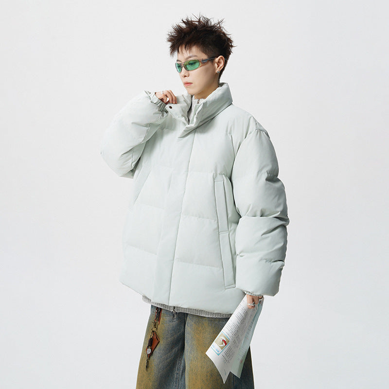 Męski Krótki Krój Oversized Pikowany Kurtka z Wysoki kołnierz