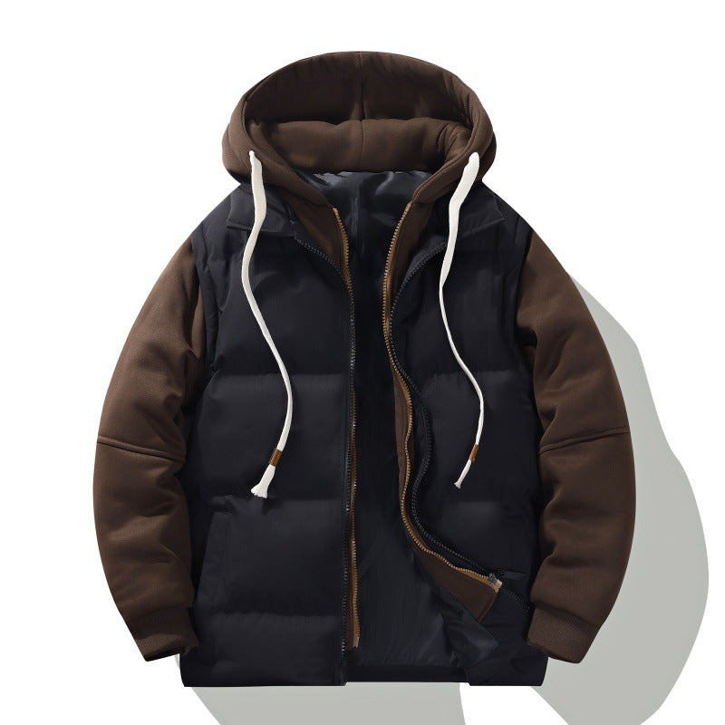 Męska two-layer z kapturem kurtka pikowana z detachable padding i miękki rękaw panels