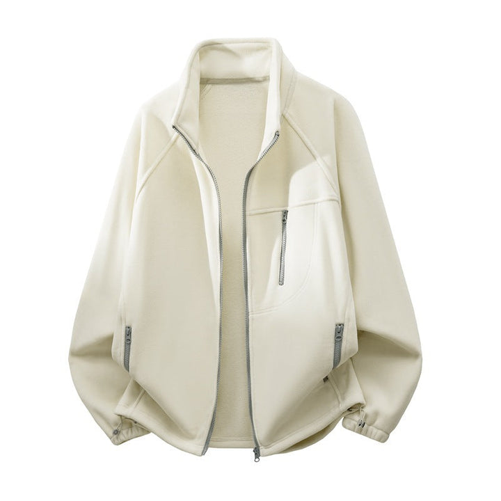 Kurtka męska polarowa z wysoki stójką, multiple zamkiem kieszeniami, i ergonomic raglan krój