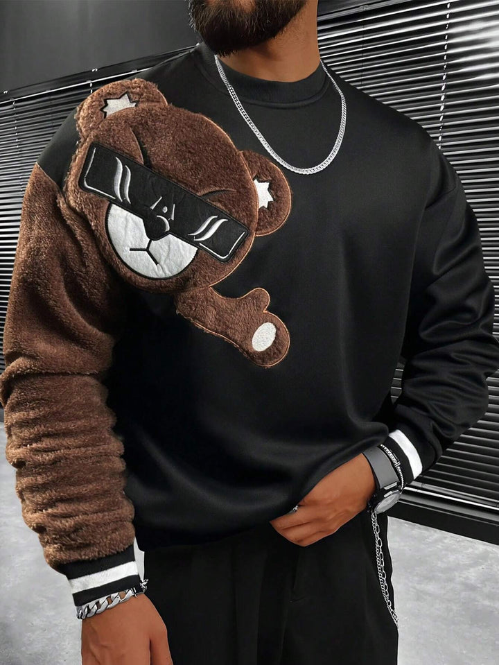 Męska Bluza z Pluszowy Bear Appliqué