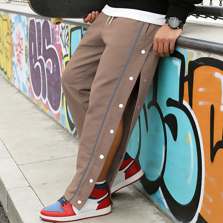 Męska Listwa guzikowa sweatpants z boczny nap guziki i ściągacz